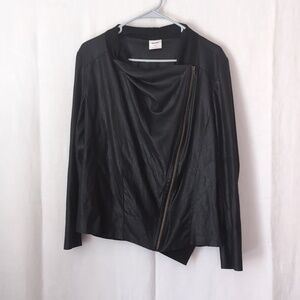 Mote Black Vegan Suede Moto Style Jacket Size Large